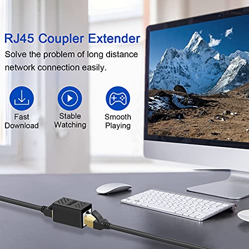 Image of ZUZONG 3 PCS Gigabit RJ45 Coupler, Ethernet Extender Connector in Line Coupler for Cat8 /Cat7 /Cat6 /Cat5e /Cat5 Ethernet Cable Extender Adapter Female to Female (Black)