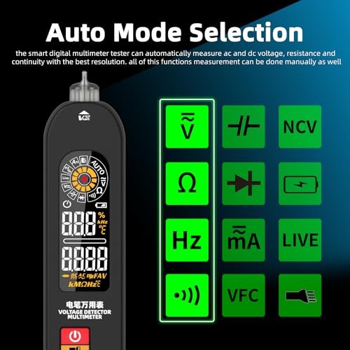 BSIDE S6X Smart Digital Multimeter Rechargeable Non Contact Electrical Tester Pen with Colour LCD ID Pointer Ammeter Voltmeter Capacitance Diode Tester Live Detector VFD Ohm Hz Continuity Tester - Image 2