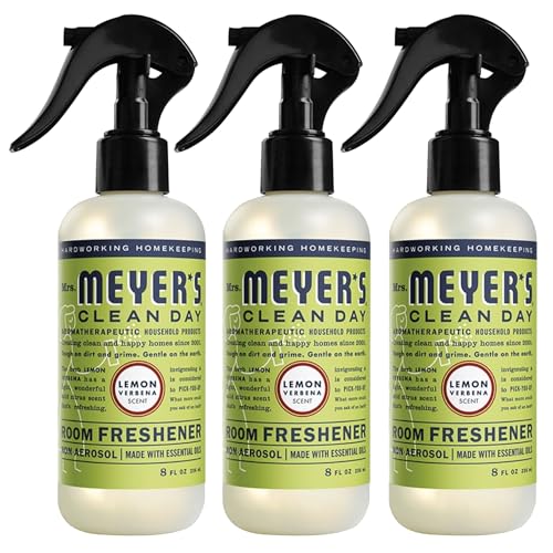 MRS. MEYER'S CLEAN DAY Room and Air Freshener Spray, Non-Aerosol Spray Bottle Infused with Essential Oils, Lemon Verbena, 8 fl. oz - Pack of 3