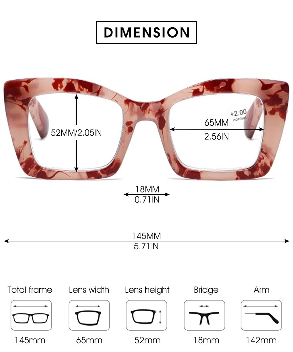VEVESMUNDO Damen Lesebrille Blaulichtfilter Groß Katzenaugen Kunststoff Anti Blaulicht Lesehilfe Brillen