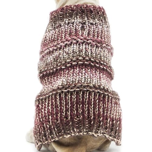 Image of Lulala Dog Sweater, Knitted Turtleneck Dog Clothes Cat Clothes Fashion Dog Supplies Cute Dog Clothes Knit Sweater for Small Dog (Wine, 10 Inch)