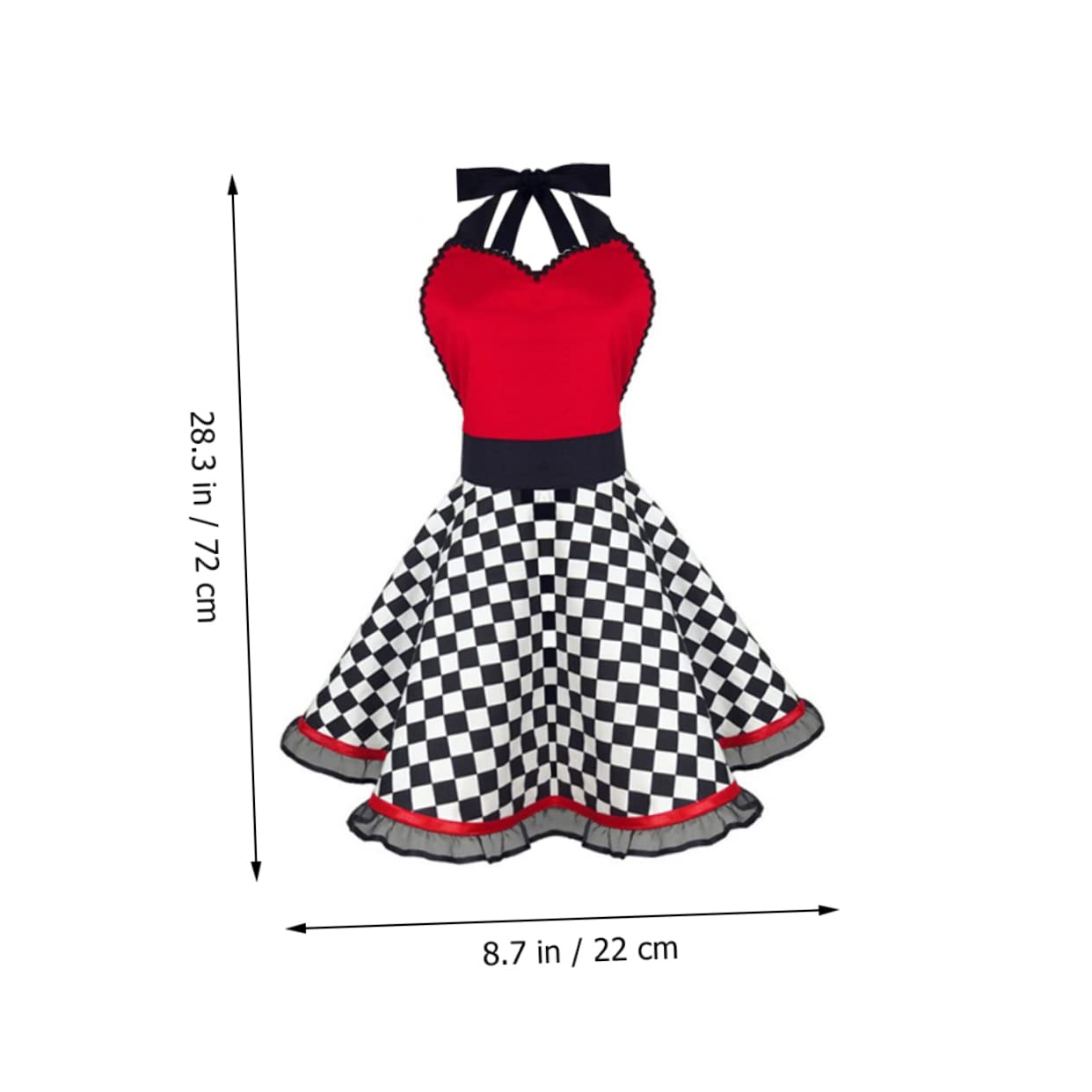 COLLBATH Delantal de Cocina Vintage de Algodón en Tonos Claros y Oscuros, Diseño Cuadros Ajedrez, Estilo Retro, para Mujer, Uso Profesional y Hogareño, Accesorio Cocina Elegante