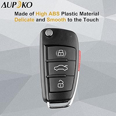 Aupoko Keyless Entry Remote Key, 3 Buttons Replacement Key Shell Case, Compatible with for A3 A4 A6 A8 TT Q7 S6 Quattro, Replace for MYT8Z0837231, 4D0837231E, 4D0837231P, MYT-4073A Remote Key Case