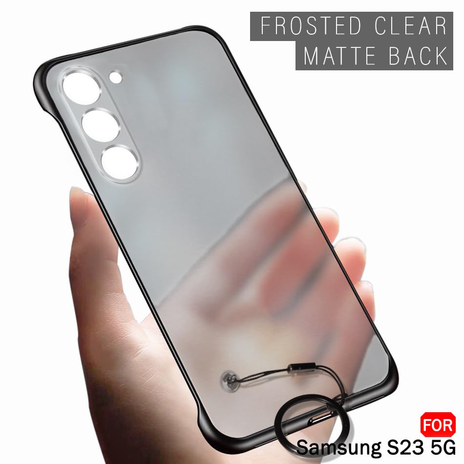 Image of TheGiftKart Hybrid Ultimate Slim Back Case Cover for Samsung Galaxy S23 5G | Camera & Screen Protection | Frosted Matte Translucent Hard Back Cover for Samsung S23 5G (PC & TPU, Black Bumper)