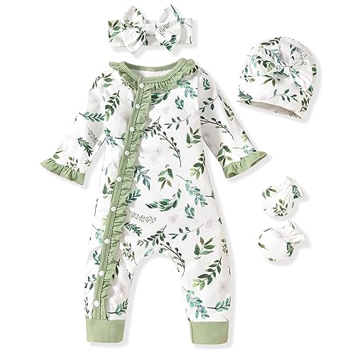 Image of Aalizzwell Baby Girls Romper Outfit Fall Winter Clothes with Accessories