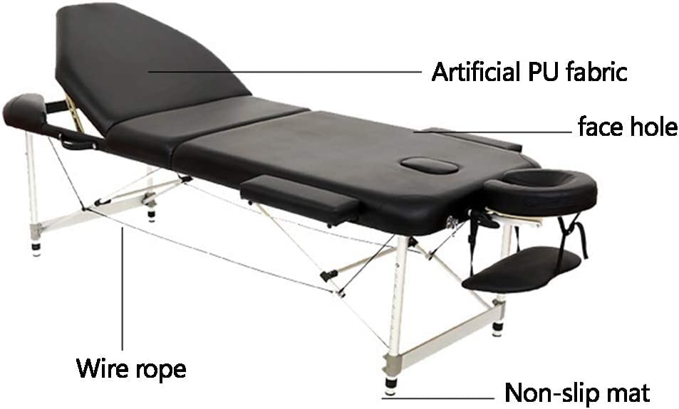 折りたたみマッサージテーブル 黒 折りたたみベッド 黒 顔穴付き