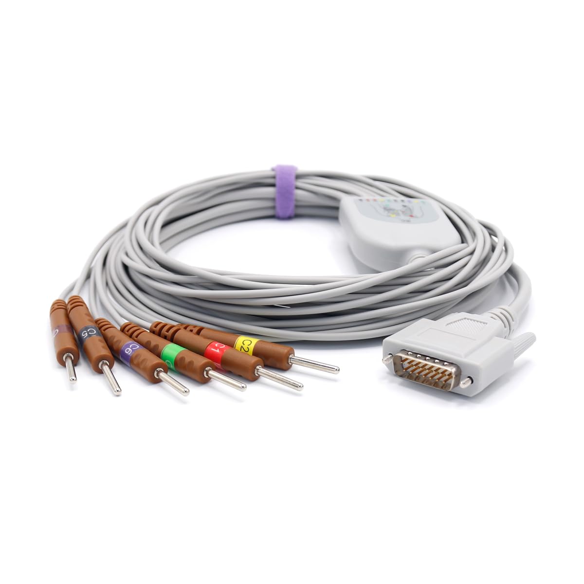 skmeditec10 Leads Needle Direct-Connect Cable Compatible with Nihon Kohden/Biocare, Replacement Cord with 15 Pins Connector with Screws With 4.7K Resistor