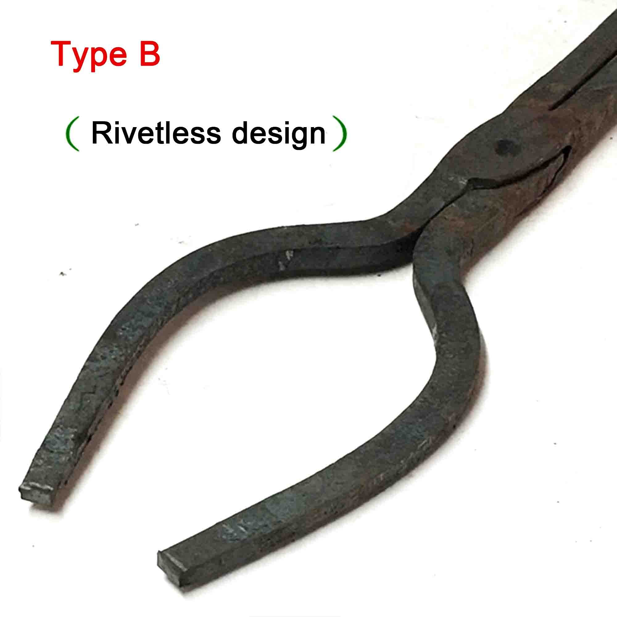 Tenaza de forja Pinzas de herrero Tenaza de forja de nariz redonda Pinzas en U Forja de tornillo de banco de yunque 2PCS 70cm 980g Tenaza de forja para Ingeniero Herrero,A