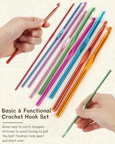 Image of Coopay Crochet Hooks 19PCS Multicolor Aluminum Crochet Set, Smooth Crochet Hook Kit with Stitch Markers, Beginners Crochet Needles for Crocheting Yarn, 2.0mm-6.0mm Crochet Hook for Arthritic Hands