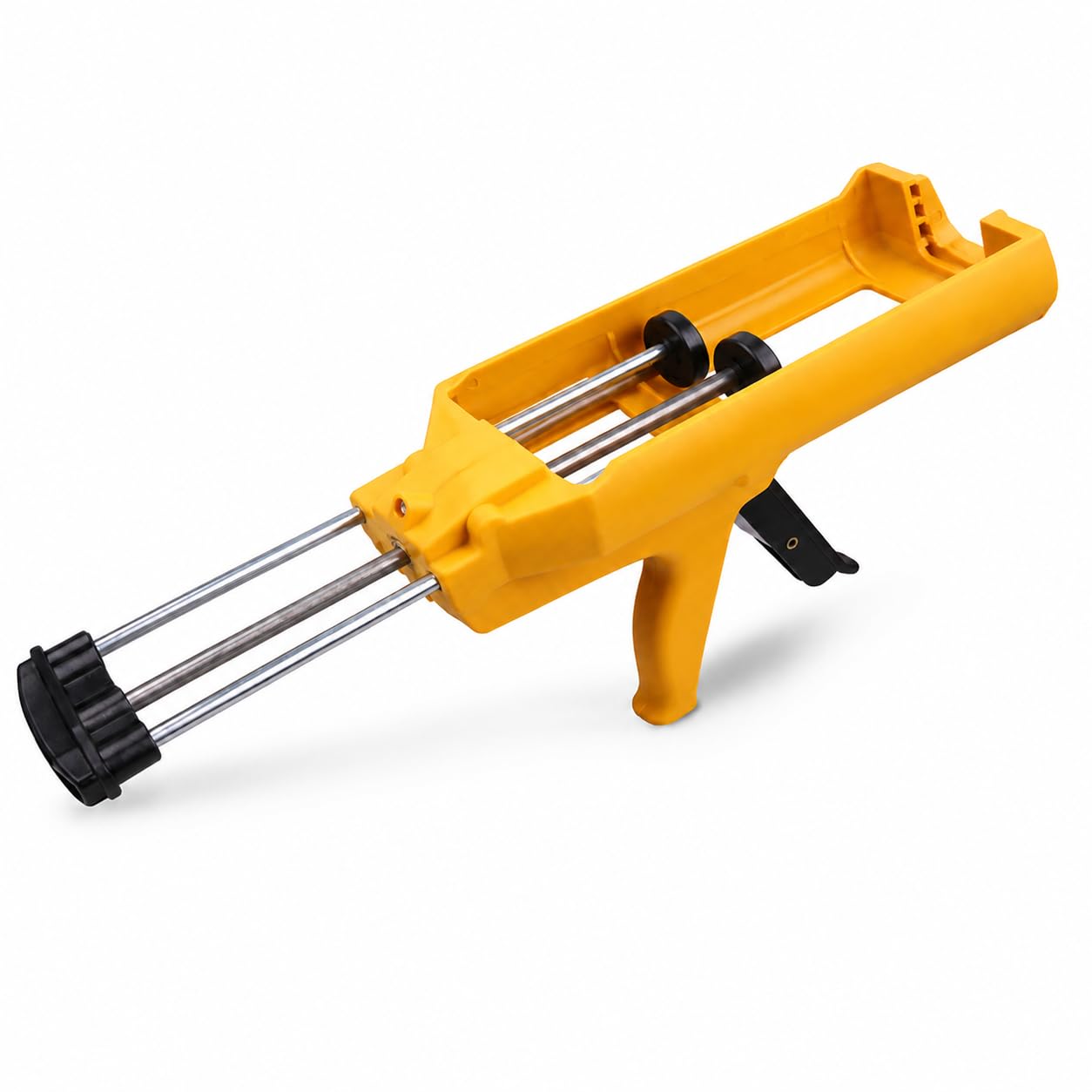 Y-Nut Yellow Twin Silicone Gun, Cartridge Caulking Gun For Dual Components (1:1 Mix Ratio) Up To 400Ml Manual Caulk Applicator Gun For Adhesives, Sealants, Epoxy，
