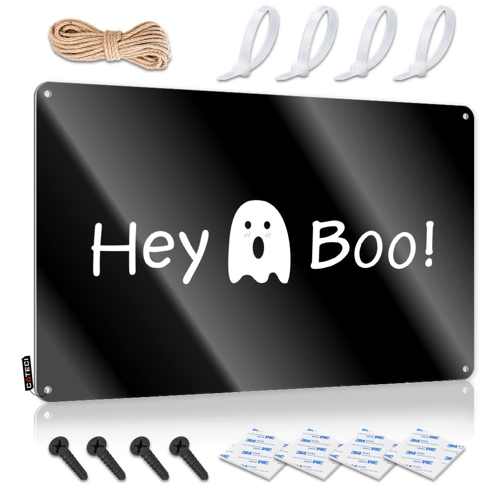Dtha Men's One Color Tin Signs For Man Cave Halloween Hey Boo Tin Sign Garage Decor For Wall Signs(20X30cm)