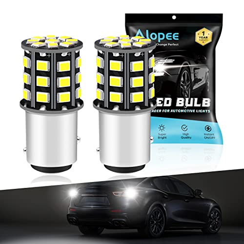 Alopee Paquete de 2 Bombillas P21/5W Led Blanco 12V/24V Sin Polaridad Bombilla 1157 Doble Contacto para Intermitentes, Luz de Posición y Luz de Freno, Compatible con Chips BAY15D 1016 7528, 33SMD 2835