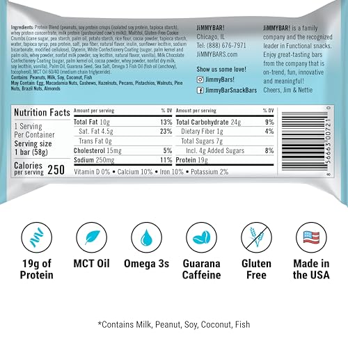 JiMMYBAR! Cookies N Cream Protein Bars 19g miniatura 2