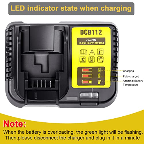 Laipuduo Dcb112 Battery Charger For Dewalt 12V-20Volt Max Lithium-Ion Compatible With Dcb112 Dcb115 Dcb118 Dcb102Bp Dcb107 Battery Charger #TOP2