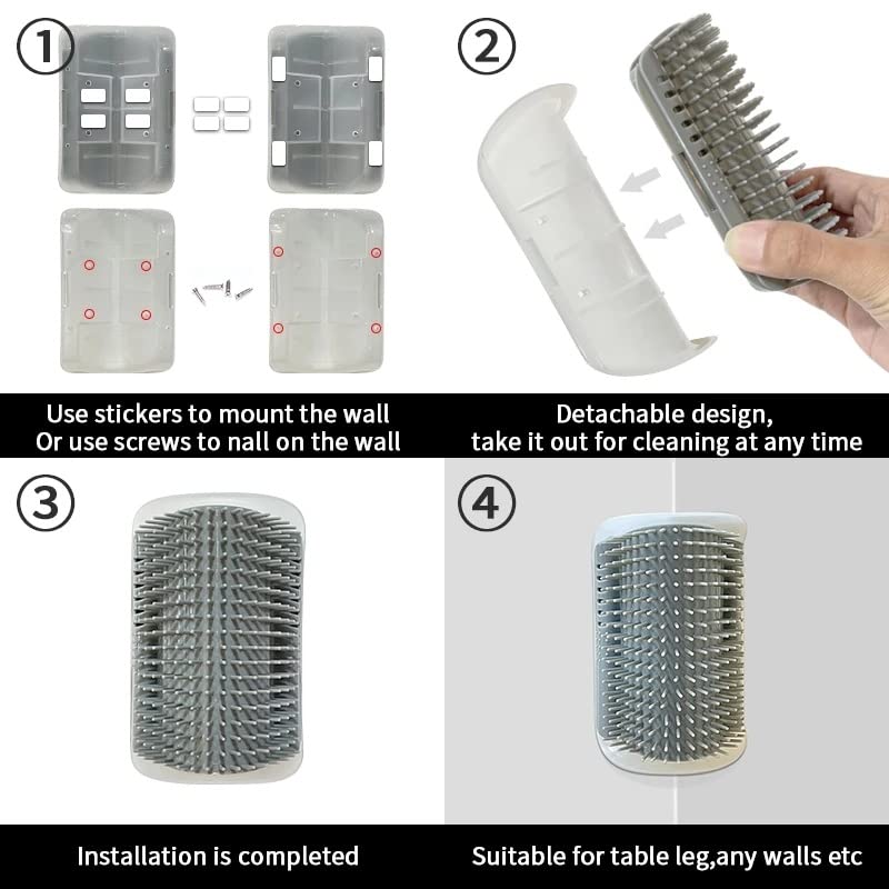 Pet Brush, Pet Brush Cat Brush Comb Cat Toy With Catnip Cat Wall Brush Corner Cat Massage Self Groomer Comb Brush Cat Rubs With A Tickling Comb Pet Brushes(Black,S SIZE)