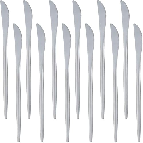 BUY&USE 12 cuchillos de cena de acero inoxidable a la moda, reutilizables y populares, ampliamente utilizados en el hogar, restaurante, fiesta, 8.6