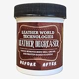 Leather Degreaser for Body Oils, Head, Armrest, and Dark Colored Stains | Removes Dark and Oil-Based Stains | All Leather Types | Easy Application, Non Aerosol | (4oz) with Foam Brush Applicator