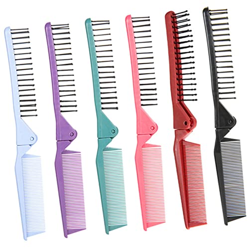 FOYTOKI 旅行用: 6パック折りたたみヘアブラシダブルコーム男性用女性用細いヘアコームセットで簡単にスタイリングできます