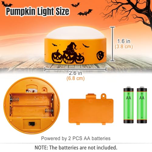Image of 4 Pack Halloween LED Pumpkin Lights with Remote Control and Timer, Battery Operated Flameless Flickering Jack-o'-Lantern, Outdoor Electric Orange Candle Light for Halloween Pumpkins Decorations