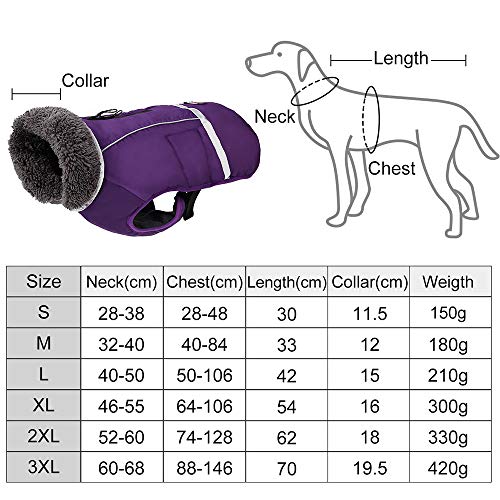 XUANNIAO Hundemäntel für kaltes Wetter, warme Winterjacken, reflektierende Weste, Retro-Stil, wasserdicht und winddicht für Hunde (Violett, Größe S)