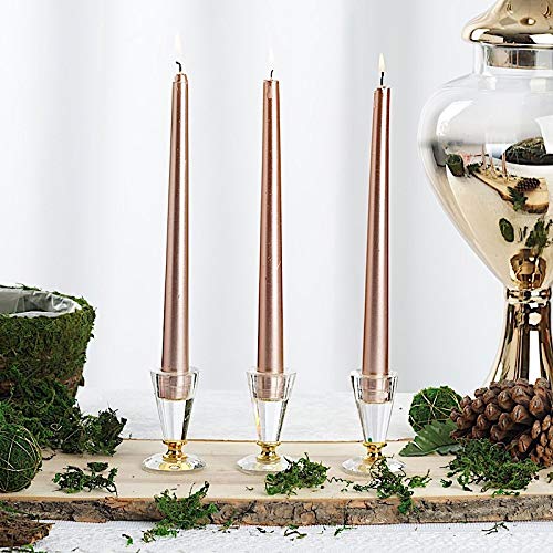 BalsaCircle 12 pcs 10-Inch Rose Gold tall Premium Taper Candles for Wedding Party Birthday Centerpieces Home Decorations Supplies