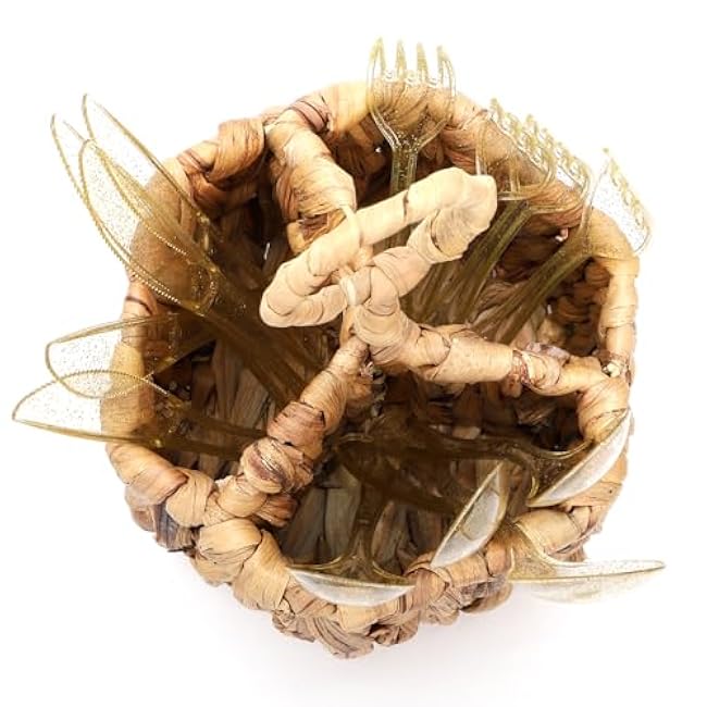 Hiceeden 2 Pack Woven Utensil Caddy with Handle, 3 Compartments Silverware Holder Organizer for Countertop, Water Hyacinth Rustic Flatware Cutlery Caddy for Picnic, Party, Buffet