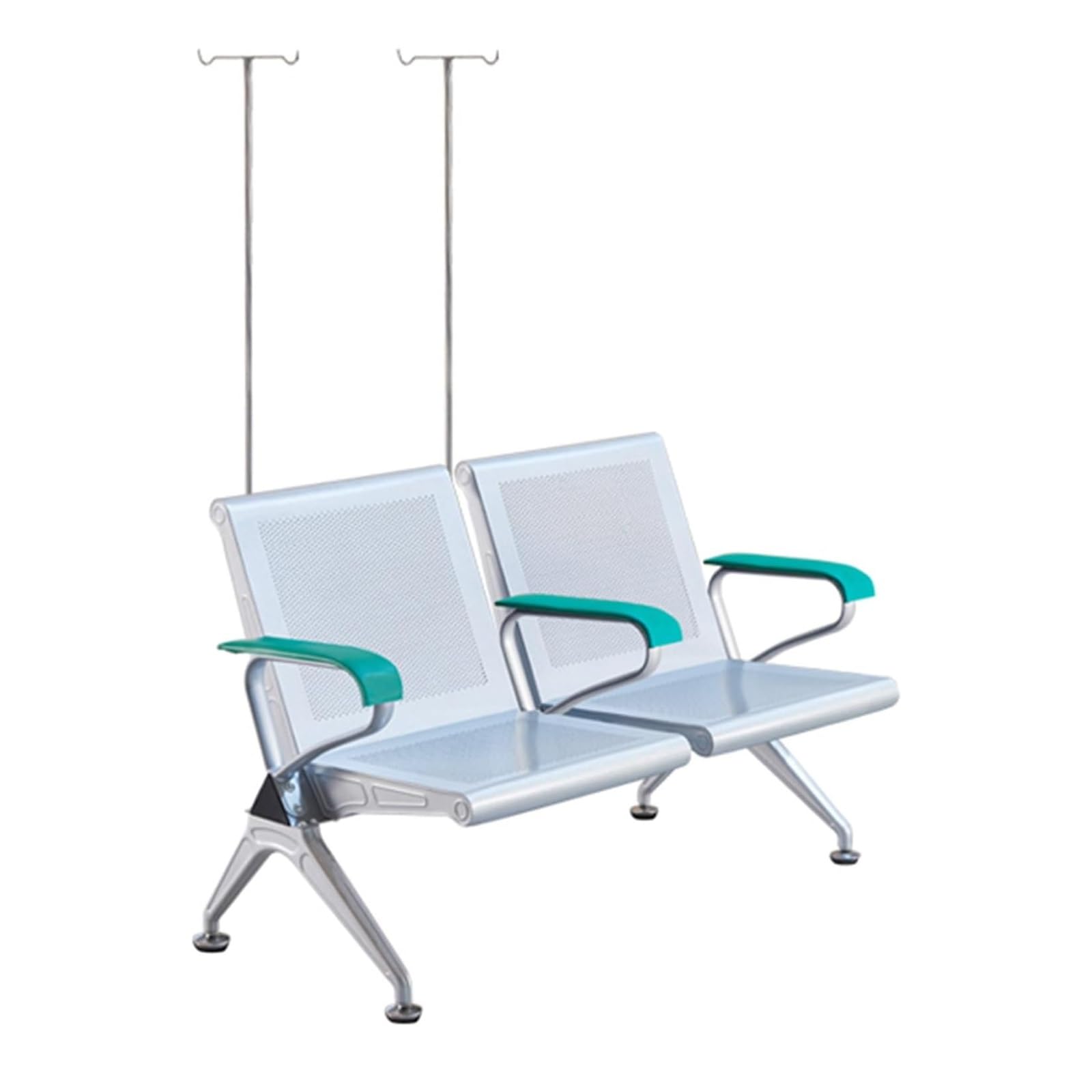 SaryEdge Indoor Benches and Room Seating with Armrests and IV Poles for Hospitals, Clinics, and Offices,Style B-2 seats,Style B-2 seats