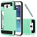 Galaxy J7 Case, EC™ Samsung Galaxy J7 Wallet Case, Flexible Shockproof Rubber Bumper Armor Hard Case Cover with Card Holder Slot for Samsung Galaxy J7 2015 / Samsung SM-J700 (Turquoise)