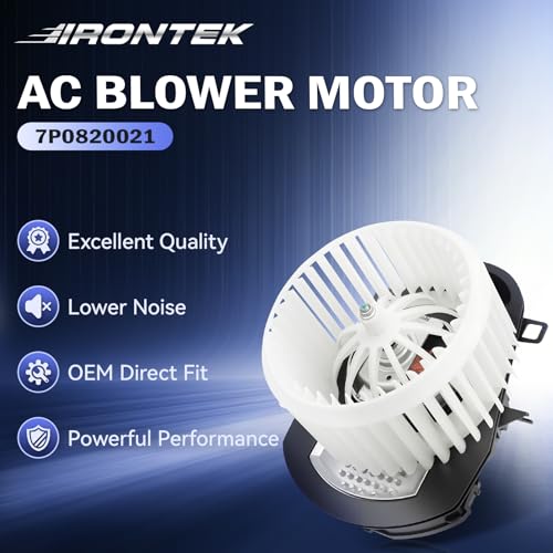 Image of IRONTEK HVAC Heater Blower Motor Fan 7P0820021 Fit for Porsche 2011-2018 Cayenne 3.0L 3.6L 4.2L 4.8L, for Volkswagen 2011-2017 Touareg 3.0L 3.6L 7P0820021B 7P0820021D 7P0820021F 95857234200