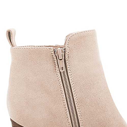 Rilista Ankle Boots for Women Chunky Block Heel Side Zipper Pointd Toe Suede Fall Winter Bootie Shoes4