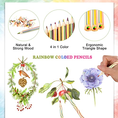 Matite Colorate Arcobaleno, Vegena 50 Pezzi 4 in 1...