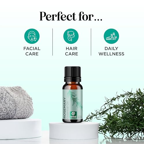 Image of Pure Rosemary Essential Oil for Aromatherapy - Undiluted Rosemary Oil for Hair Skin and Nails - Rosemary Essential Oil for Diffusers Plus Hair Oil for Enhanced Shine Cleansing and Dry Scalp Treatment