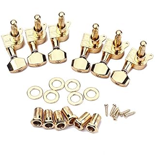 Alnicov Lot de 6 mécaniques de guitare (3 L + 3 R) pour guitare électrique, folk ou acoustique de style LP SG – Doré - Les Beatles, Paul McCartney, John Lennon, RIngo Starr, George Harrison Alnicov Lot de 6 mécaniques de guitare (3 L + 3 R) pour guitare électrique, folk ou acoustique de style LP SG - Doré – Image 2