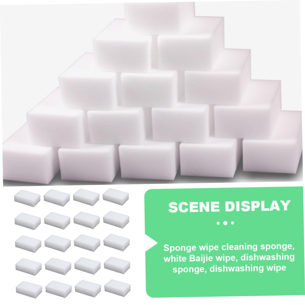 GARVALON 20 pièces Éponges de Nettoyage Multi-usages Non Rayantes pour Cuisine et Maison Anti-Rayures Blancs Nettoyage de Vaisselle Surfaces et Murs