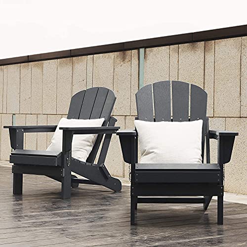 Image of RS Enterprises Chair Patio Chairs Lawn Chair Outdoor Chairs Painted Adirondack Chair Weather Resistant- Wooden (3, Black)