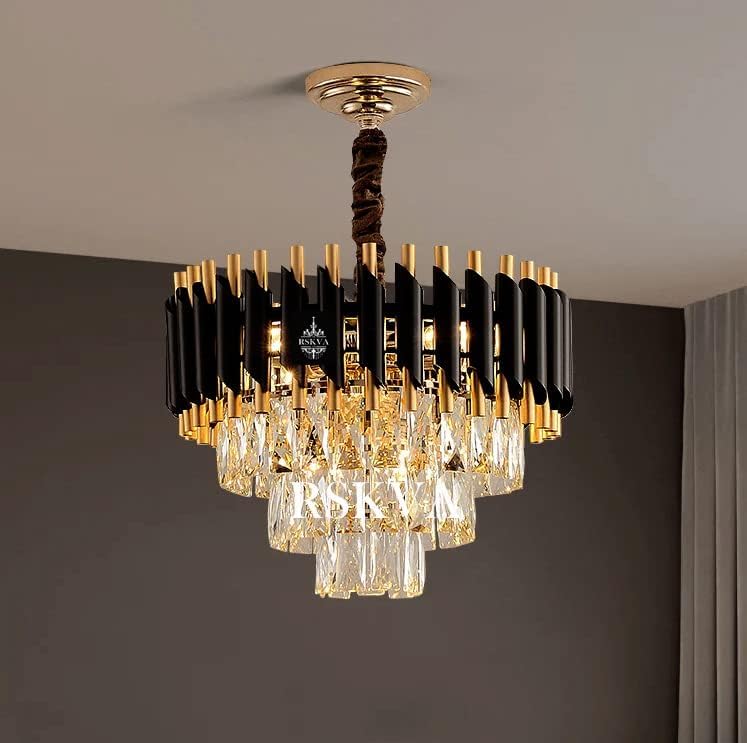 Image of Black Mamba | Crystal Chandelier Lights | Modern Chandelier Light Fixture for Hallway, Living Room, Hotel & Entryways (400 mm Round)