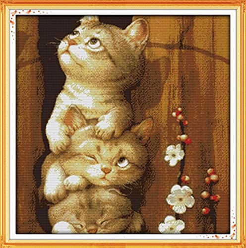 Broderie Point de Croix Chaton 11CT Kit DIY complet à offrir pour s'initier aux loisirs créatifs