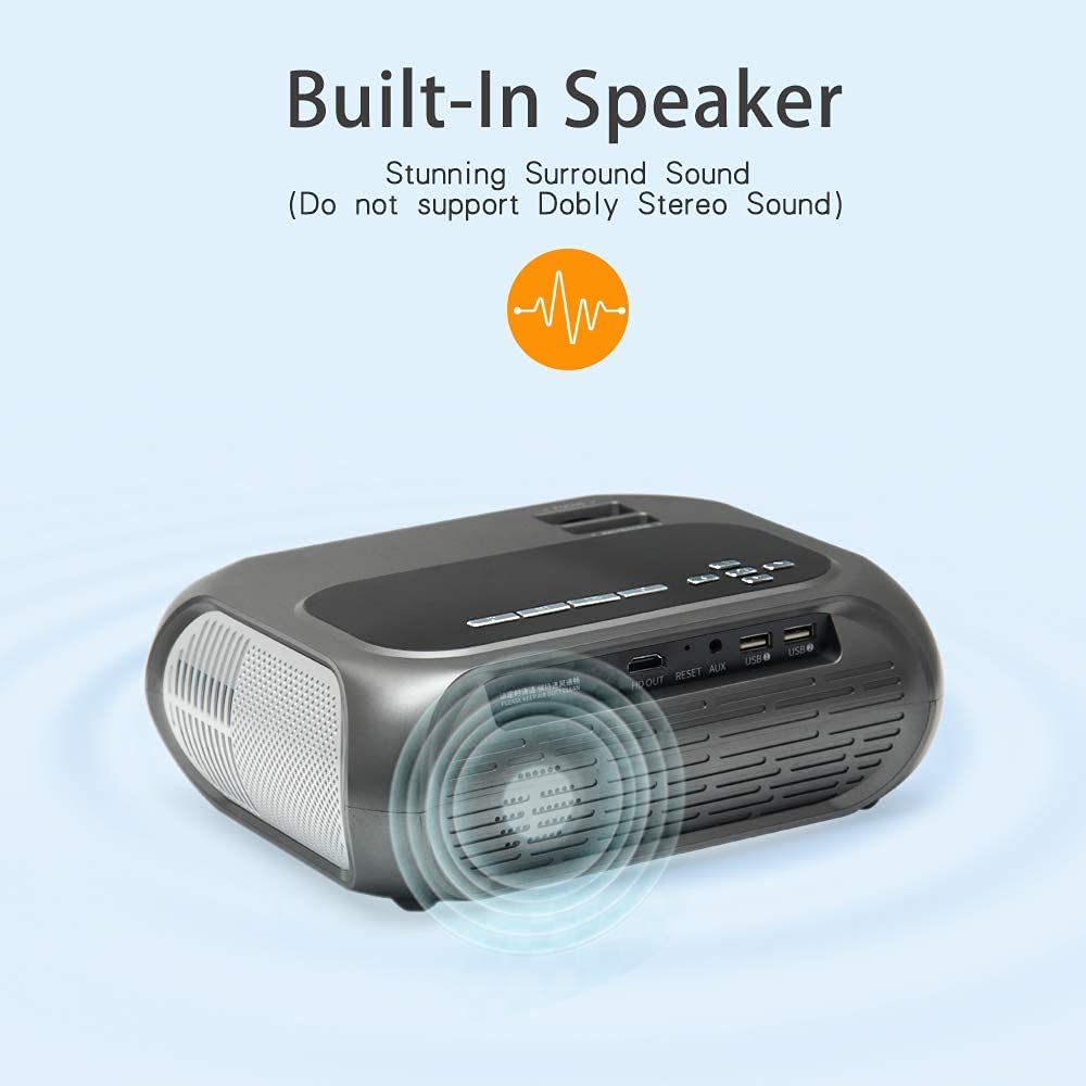 TVY BigEyes - Videoproiettore per home theater con sincronizzazione dello schermo dello smartphone, 5000 lumen, Full HD 1080p, supportato, compatibile con HDMI, USB, videogiochi