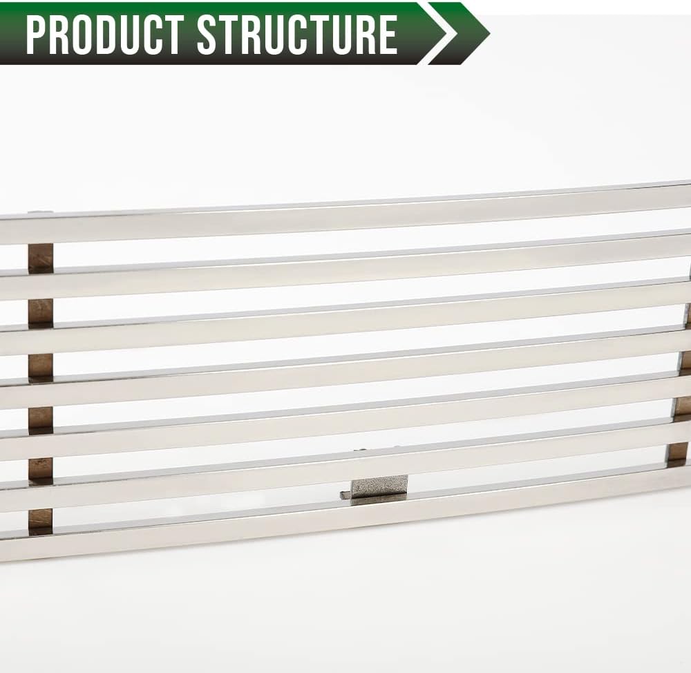 GRAND ORANGE Plastic Bumper Stainless Chrome Billet Grille Insert Compatible With 2009-2021 Nissan Frontier With Painted Lower Bumper Grille Insert