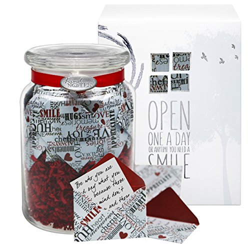 KindNotes Glass Keepsake Gift Jar with LOVE Messages (for Couples) - Expressions of Love