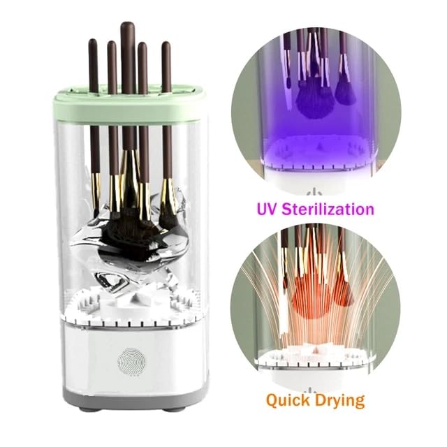 Makeup Brush Cleaner, LIFEES Premium Electric Makeup Brush and Sponge Cleaner Machine Super-Fast Dry and Deep clean, Automatic Makeup Brush Cleaner Solution for Makeup brushes & tools (WHITE)