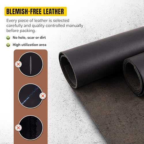Image of CG Buff Leather Sheet, 1.2mm to 1.8mm Corrected Grain Leather for Crafting, Keychains, Wallets, Rugs, Bags, Shoes, Furniture, Automotive & DIY Accessories. (Black)