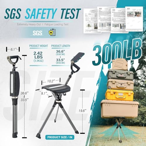 STEP2GOLD Ta-Da Chair Series 2 PRO, Portable Trekking Hiking Pole, Folding Walking Stick with Seat, Walking Cane with Chair, Foldable Chair, Lightweight Aluminum, Easy Carry and Storage, Anti-Slip