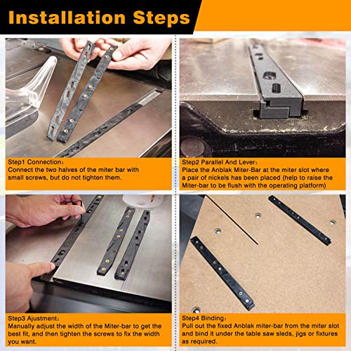 Table Saw Sled, Table Saw Accessories, Dovetail Jig, Miter Bar Track, Adjustable Miter Bar, Miter Gauge, T-track Woodworking(2 Pack)