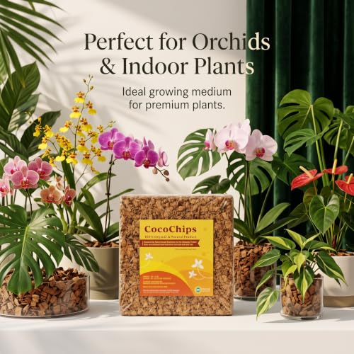 Image of Coco Chips 5Kg Brick Natural Low EC Coconut Husk Chips Soil Enhancer for Gardening Expands to 20Kg Eco-Friendly Potting Mix Orchid & Houseplant Root Aeration Moisture Retention
