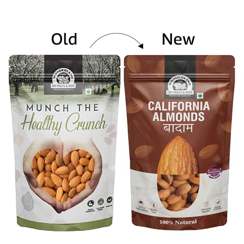Image of WONDERLAND FOODS (DEVICE) 800 Gram (400 Gram X 2) California Almond NP (Badam) Pouch|Dried