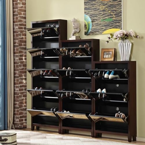 NIZAME Moderno Armario Zapatero con Puerta de Espejo, MDF Corto Zapato Estante Organizador de Pie Flip Cajones Zapatero, Solución de Almacenamiento de Zapatos Independiente (Color : 4-Layer)