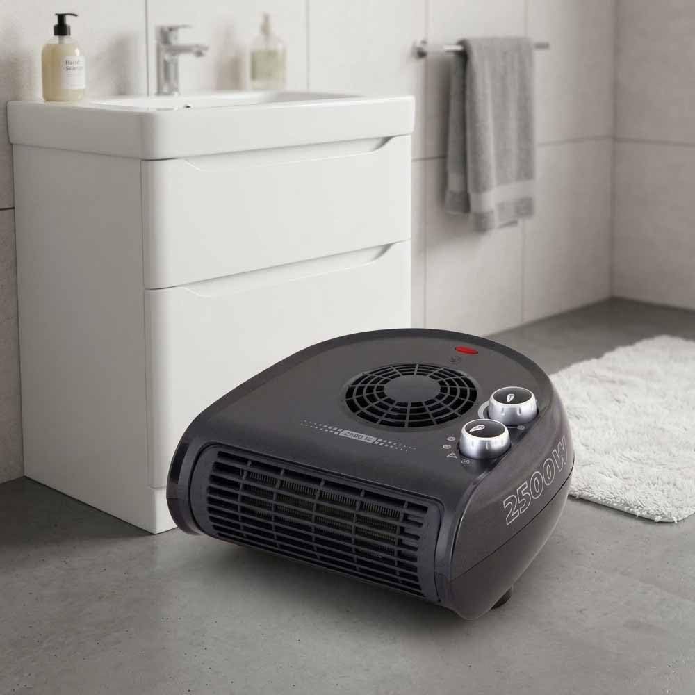 Suinga Calefactor Horizontal 2500 W | Función Ventilador | Termostato Ajustable | Calefactor de Suelo para Baño y Hogar | Selector Rotativo de 3 Posiciones
