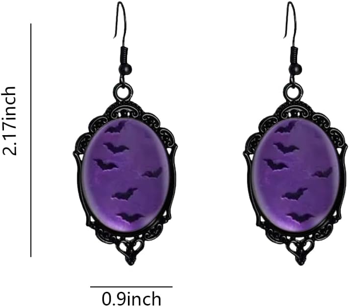 Gothic Raven Bat Cat Rose Witch Dangle Earring for Women Punk Vintage Crystal Glass Cameo Earrings Goth Victorian Mystery Earring Halloween Jewelry - Image 5