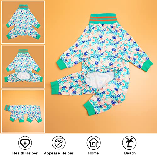 Lovinpet Pitbull Dogs Pajamas, Uv Protection, Anxiety Relief High Collar Dog Onesies, Lightweight Soft Blushing Dots Blush Floral Coral Prints Big Dog Jammies As Base Shirt For Dog Sweater M #TOP3